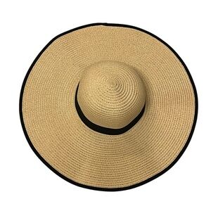 Tan and Black Wide-Brim Hat for Outdoor Elegance
